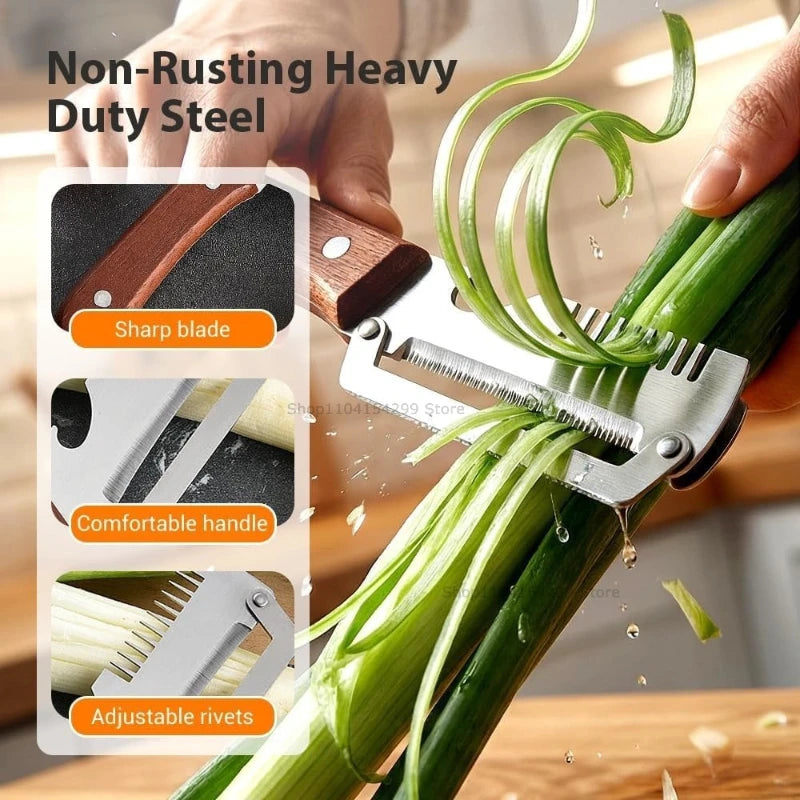 Kitchen Peeler Stainless Steel Vegetable Peeler with Wooden Handle for Peeling and Slicing Fruits and Vegetables Kitchen Tool