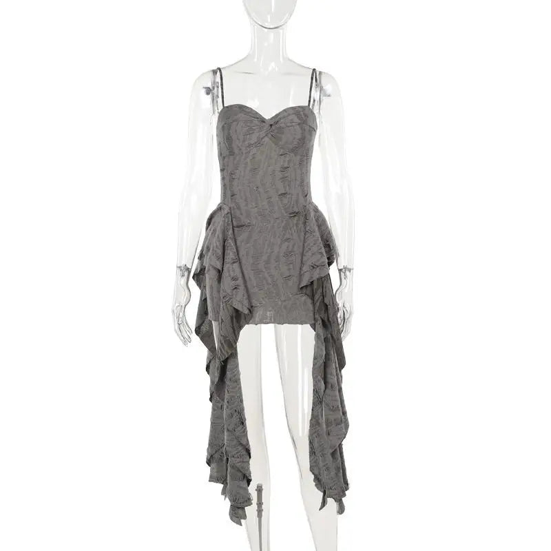 Sexy Bohemian Short Dress with Strap Vintage Retro Desert Wasteland Style Unconventional Skirt for Women Travel Photography