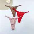 3PCS Adjustable Satin Thong Women Sexy G-string Underwear Low Waist T Back Peach Buttocks Tempting Sexy Bow Lingerie
