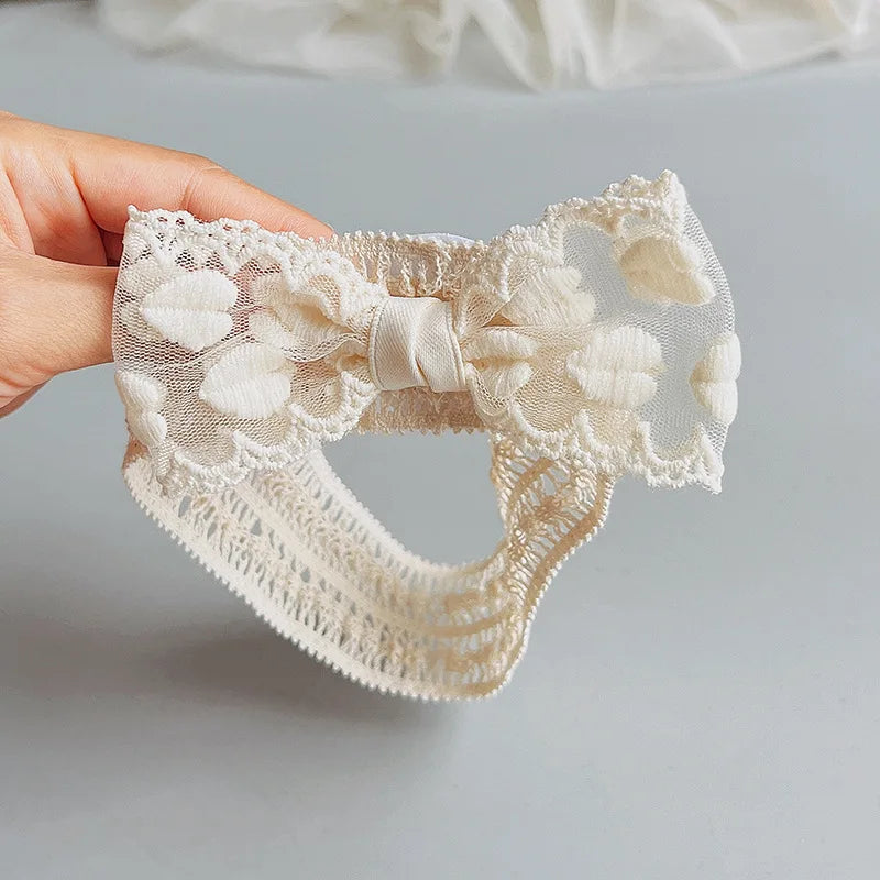 White Lace Bow Baby Headbands for Girl Cute Bowknot Hair Band Elastic Infant Turban Newborn Headwear Baby Hair Accessories 머리띠