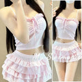 Sweet Sister Two-Piece Swimsuit Female Cake Skirt Slimming Female Polyester Fabric with Chest Pad No Steel Support