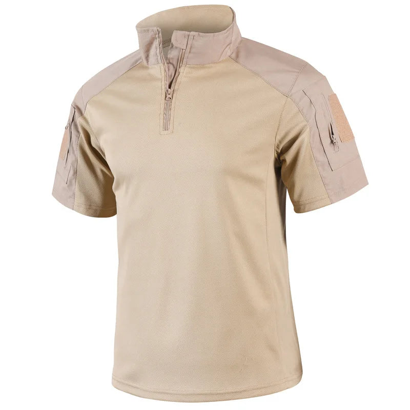 Camo Tactical Shirt Quick Dry Short Sleeve For Men Outdoor Hunting Hiking Durable Military Tee