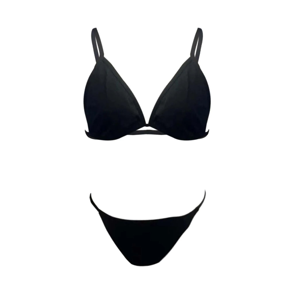 Womens Fashionable Minimalist Bikini Set Women'S Beach Triangle Swimwear Two Piece Womens Solid Color Casual Bikini Set New