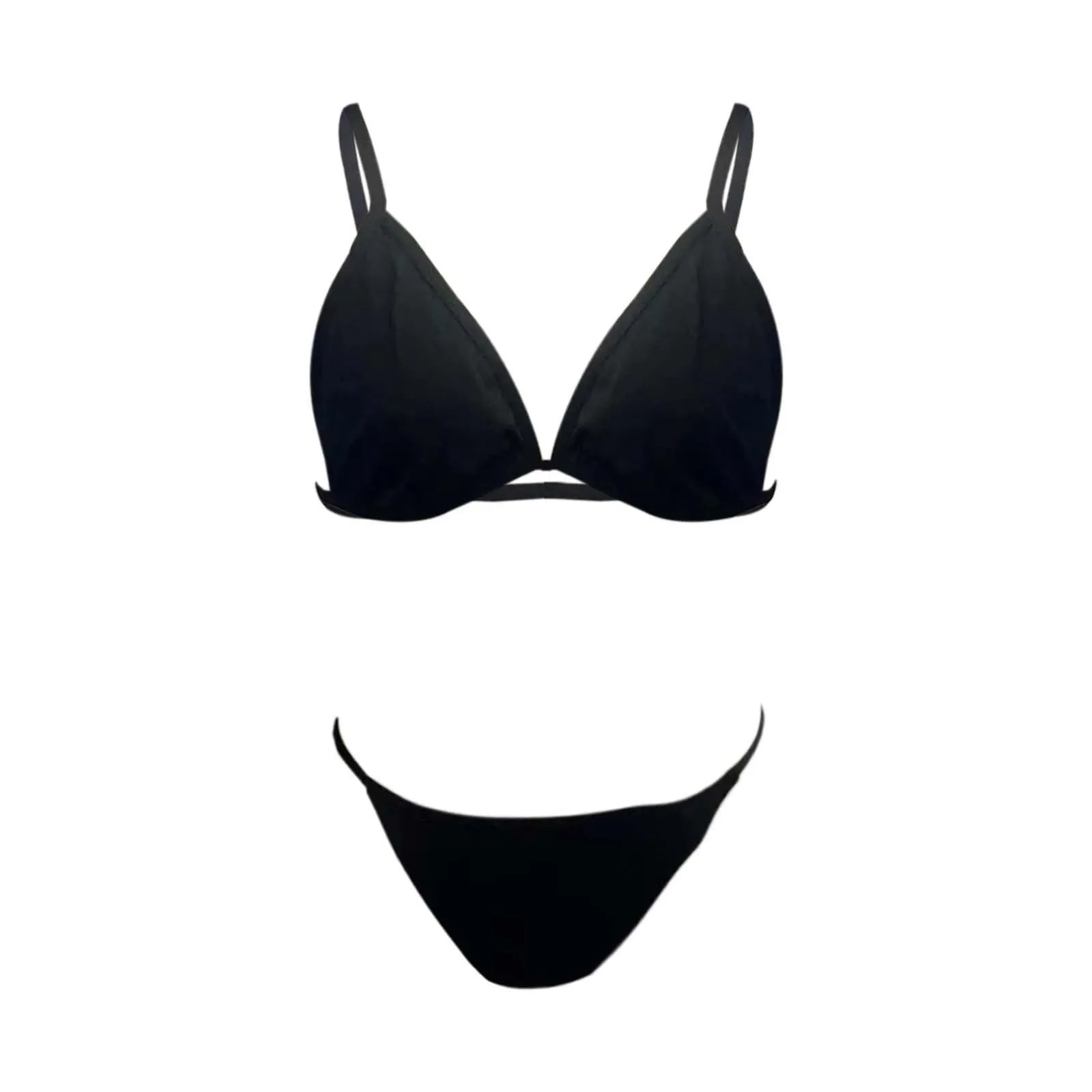 Womens Fashionable Minimalist Bikini Set Women'S Beach Triangle Swimwear Two Piece Womens Solid Color Casual Bikini Set New