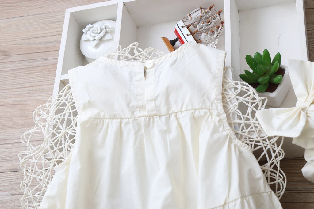 Embroidery Little Flower dresses for Girls clothes Summer Cotton Vest Dress Children's 2026 New