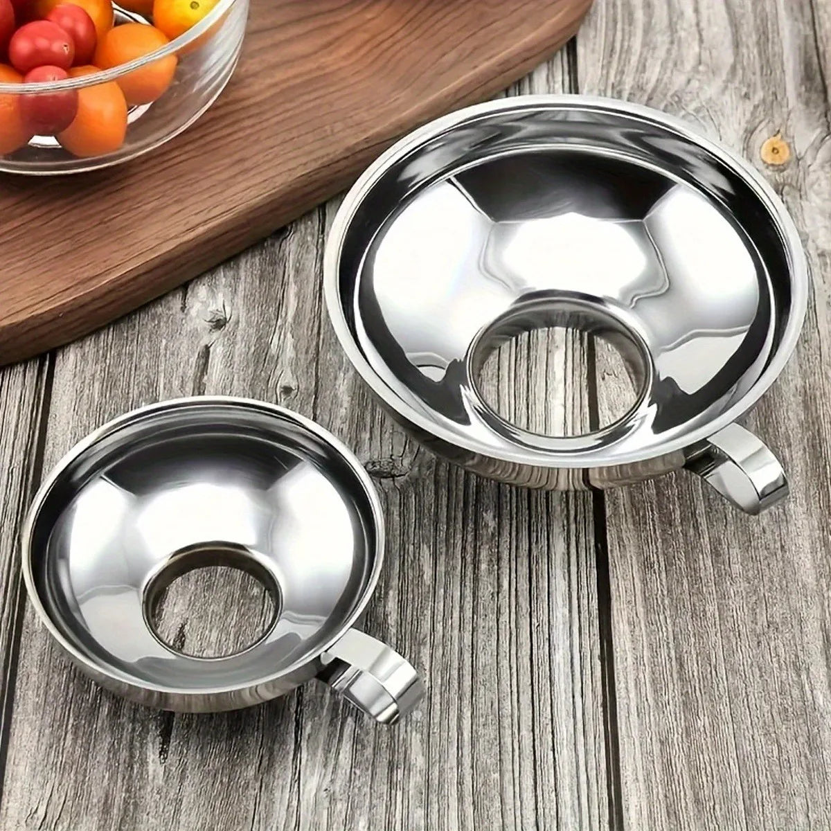 Juego de 3 embudos de cocina de acero inoxidable, embudos pequeños, embudo de boca ancha para tarros, embudo de silicona de grado alimenticio, accesorios de cocina