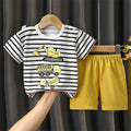 Kid Boy Summer Short Sleeves Tees+Stripe Shorts 2-piece Clothes Set Cartoon Zebra Print Soft Cotton Sports Casual Suit 1-6 Years