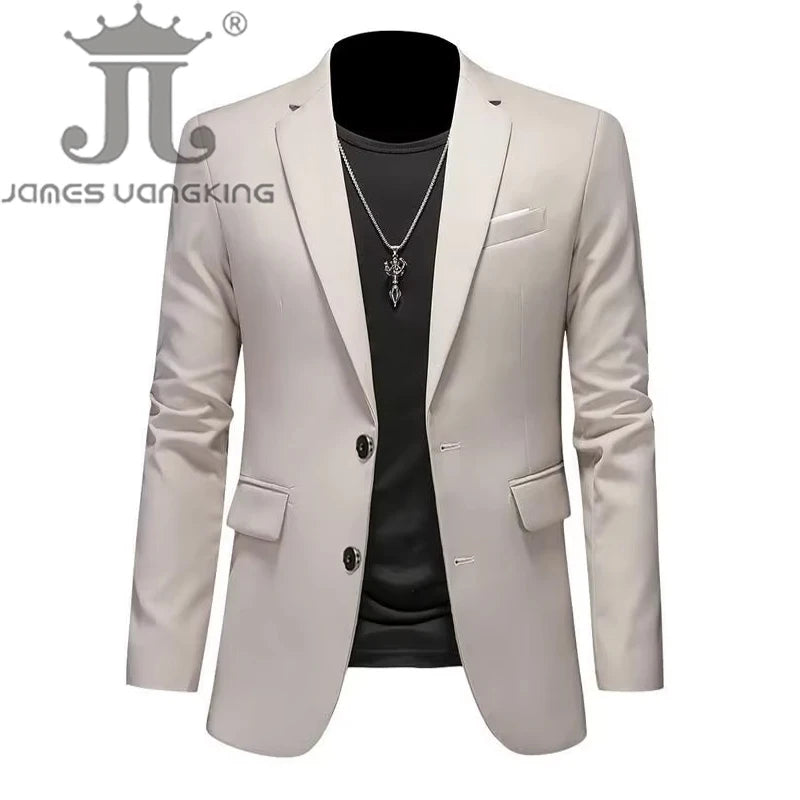 Boutique Fashion Mens Blazer Solid Color Premium High End Suit Jacket For Men Groom Wedding