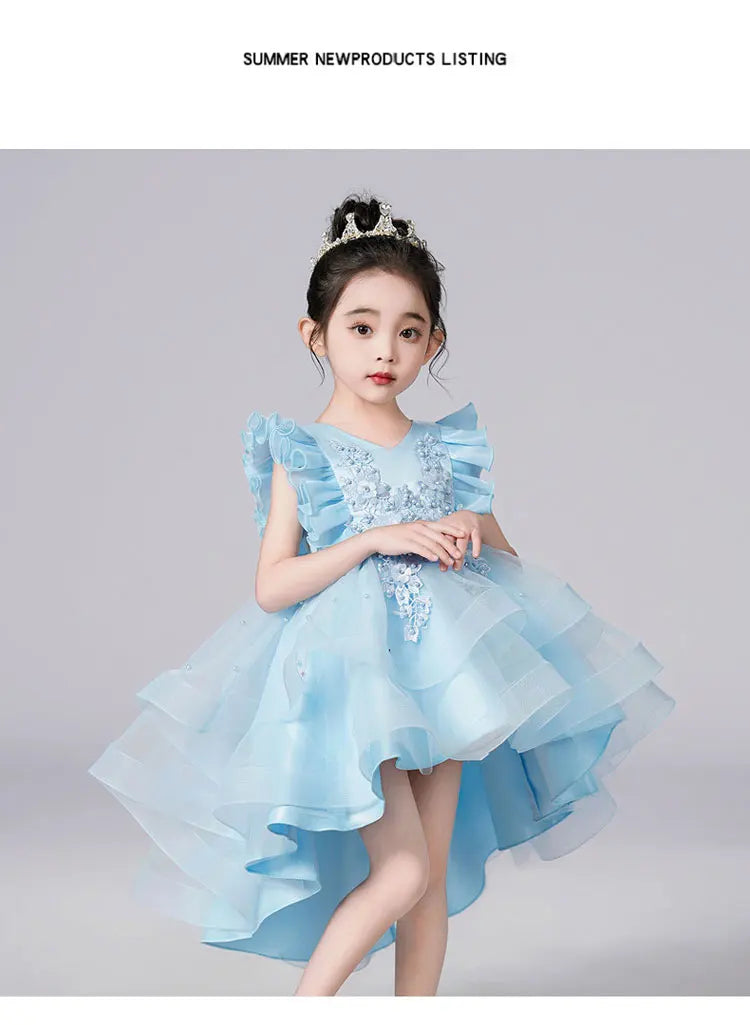 Fashion Flower Girl Dresses Sleeveless Lace Kids Clothes Girls Dress Summer Children Girls Party Dresses 4-14 Years