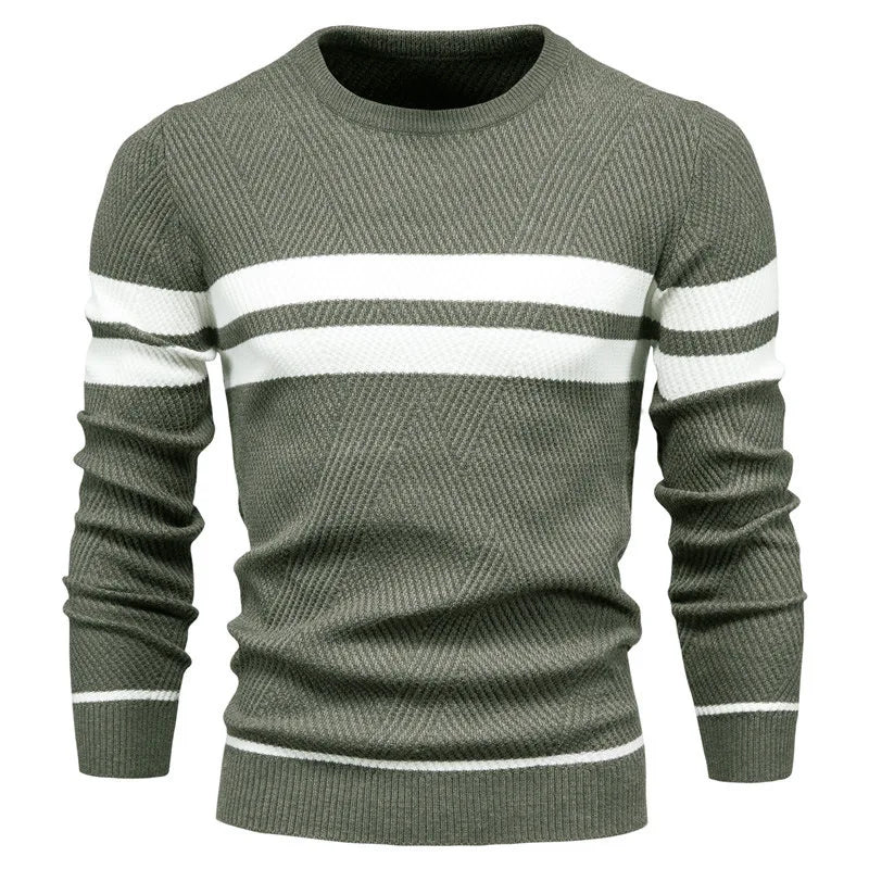 New Autumn Pullover Men'S Sweater O-Neck Patchwork Long Sleeve Warm Slim Sweaters Men Casual Fashion Sweater Men Clothing