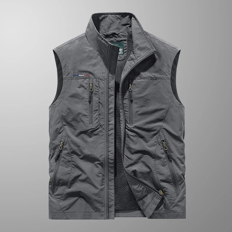 DIMUSI Summer Mens Multi-pocket Vests Casual Man Breathable Mesh Vest Sleeveless Jackets Man Outwear Fishing Waistcoats Clothing