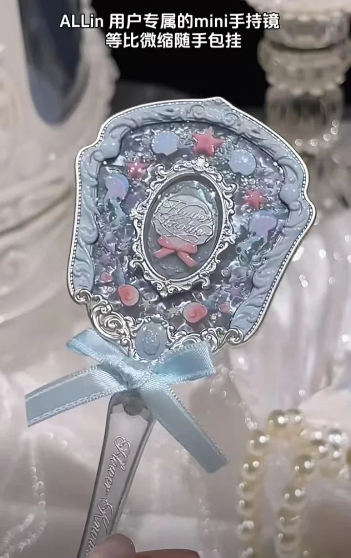Flower Know Knight Unicorn Mini Mirror Pendant Shell Pearl Blue Mini Mirror Pendant