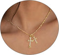 Cross Necklace K Gold Plated Double Cross Pendant With Diamond Accent Chain For Women Elegant Religious Gift