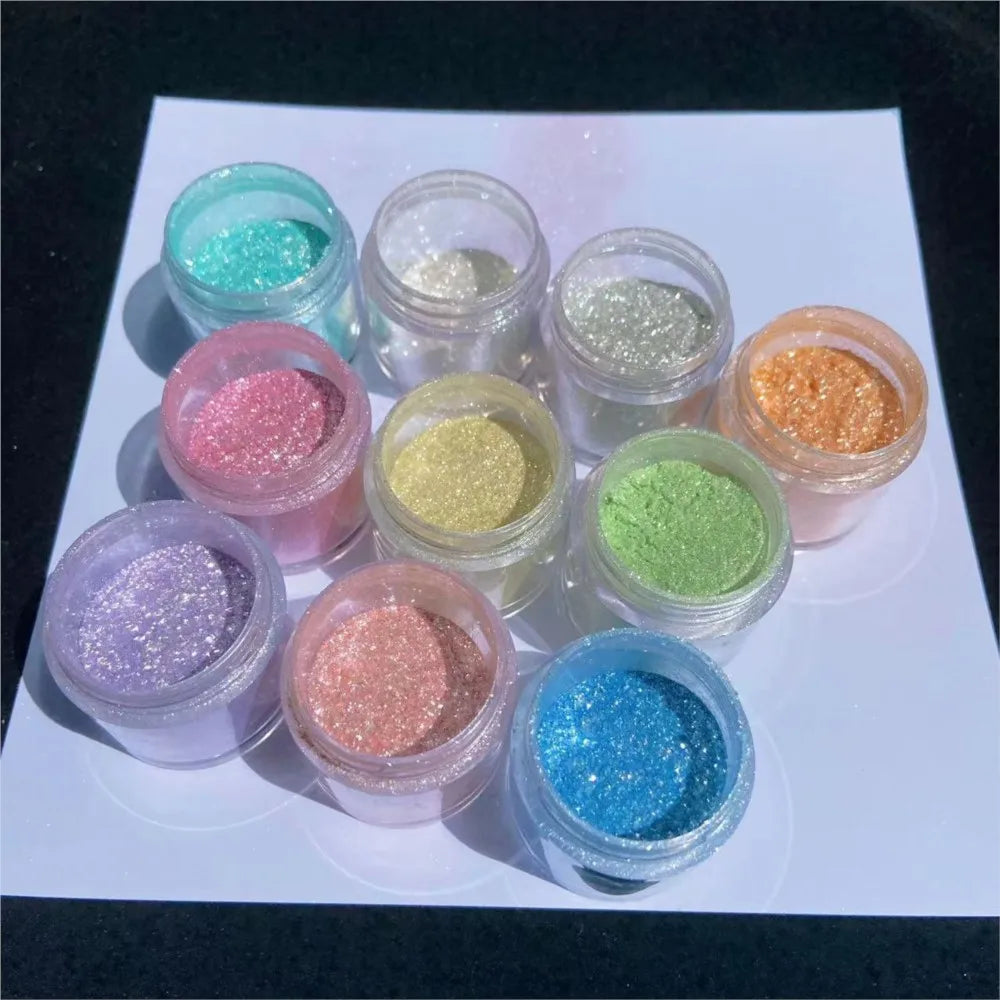 Net-5g Polarized Opal Powder Aurora Neon Nail Glitter Sequins Shiny " Shimmer Dust" Chrome Pigment for Manicure Rubbing on Nails