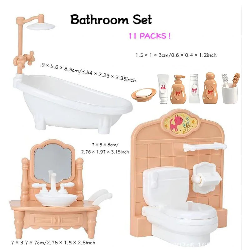 Hot Sale 31 Items / Lot Miniature Dollhouse Furniture Kitchen Sofa Table TV Bed Living Room Bathroom Set For Dolls Best DIY Gift