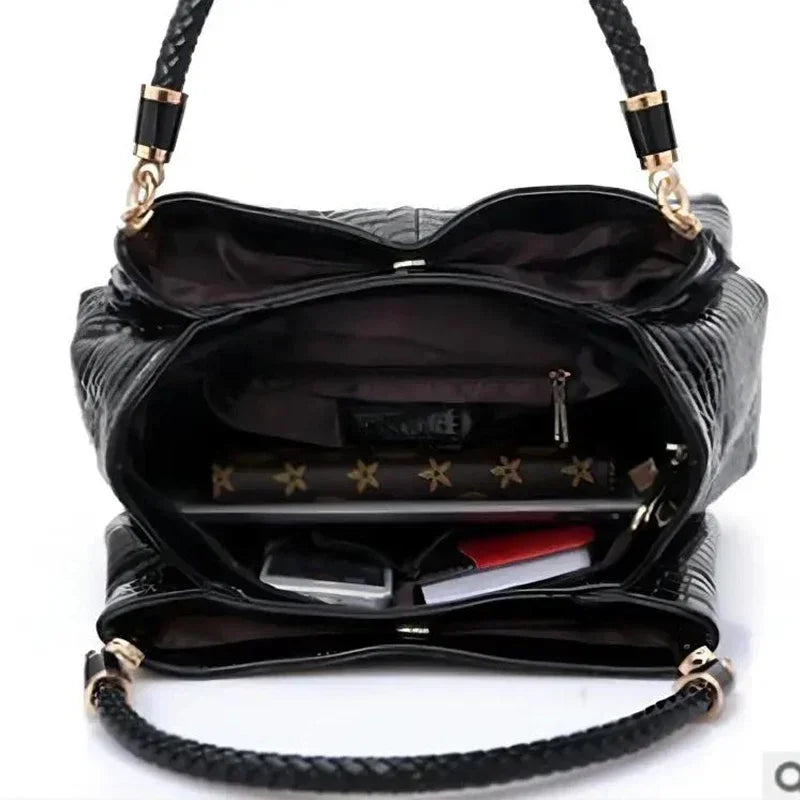 Women's Bag Large Capacity Tote Daily Commute Women's Shoulder Bag Crocodile Print Bright Face Handbag Shopping Women's Handbags