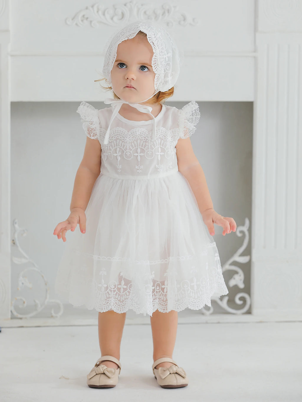 Baby Girl 0-2 Years Old Baby Wine Red Baptism Dress,Lace Net Skirt,Princess Dress,Wedding Flower Girl Dress,Birthday,With Hat