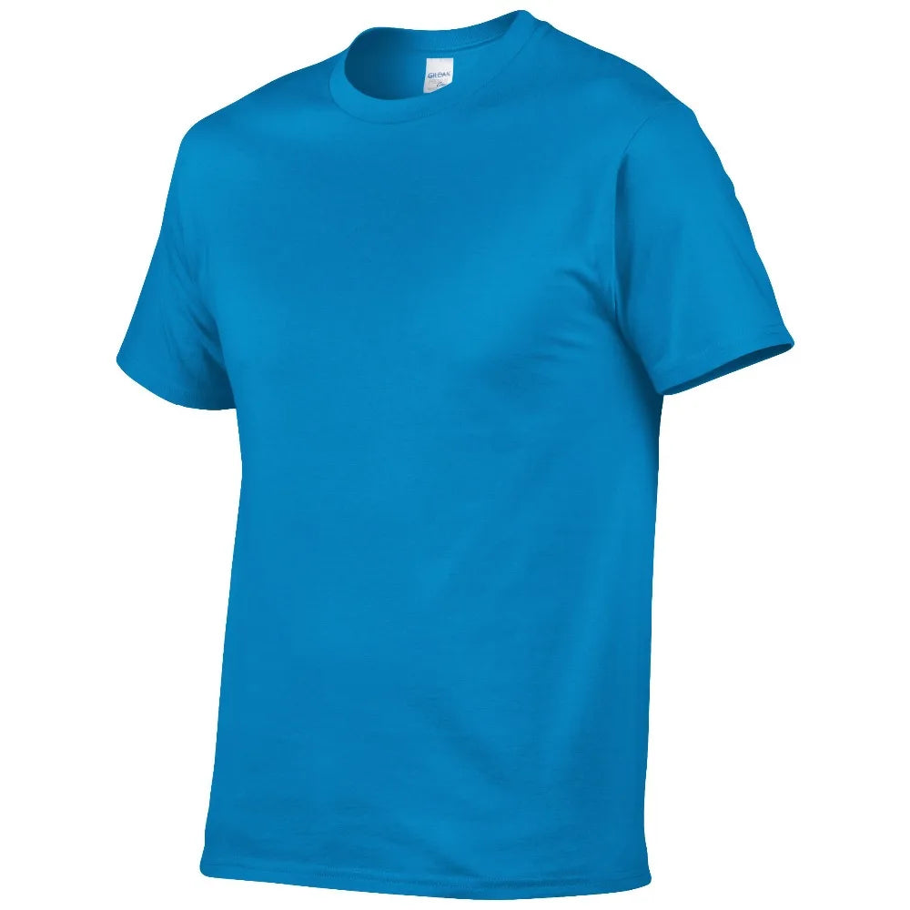 Summer Style High Quality 100% Cotton Solid Color T Shirt Men Pure Color Tees Brand Short Sleeve T-Shirt Male Clothing