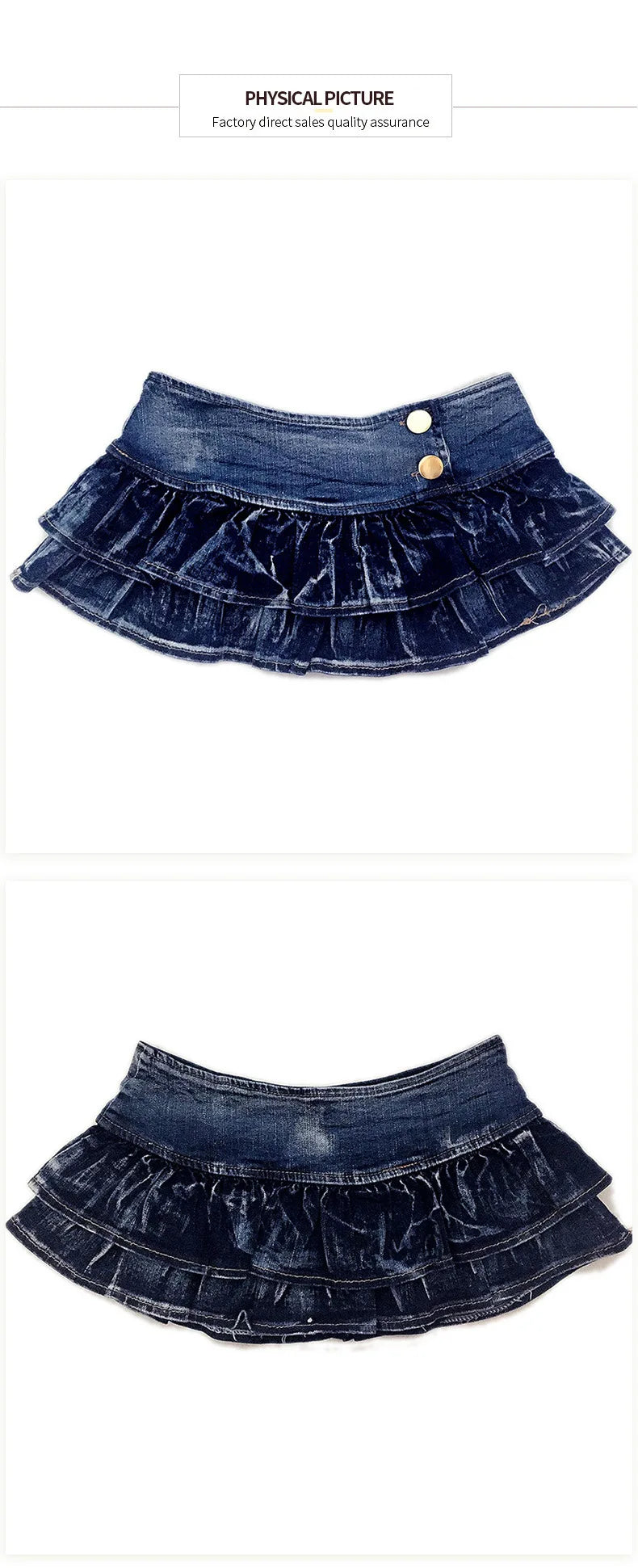 Women's Sexy Pleated Skirt Low Waist Denim Puffy Ruffles Mini Skirt