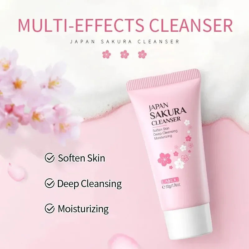 LAIKOU Sakura Facial Cleanser - 50g Gentle Deep Cleaning Face Wash