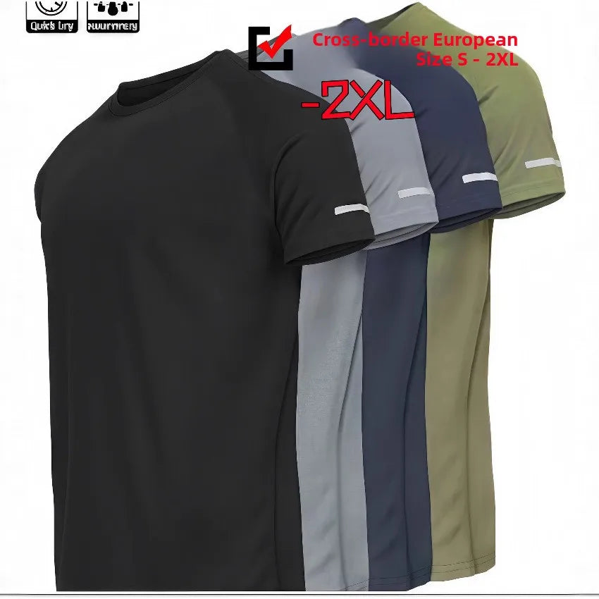Men's Short Sleeve T-Shirt - Slim Fit Sporty Synthetic Fiber Blend
