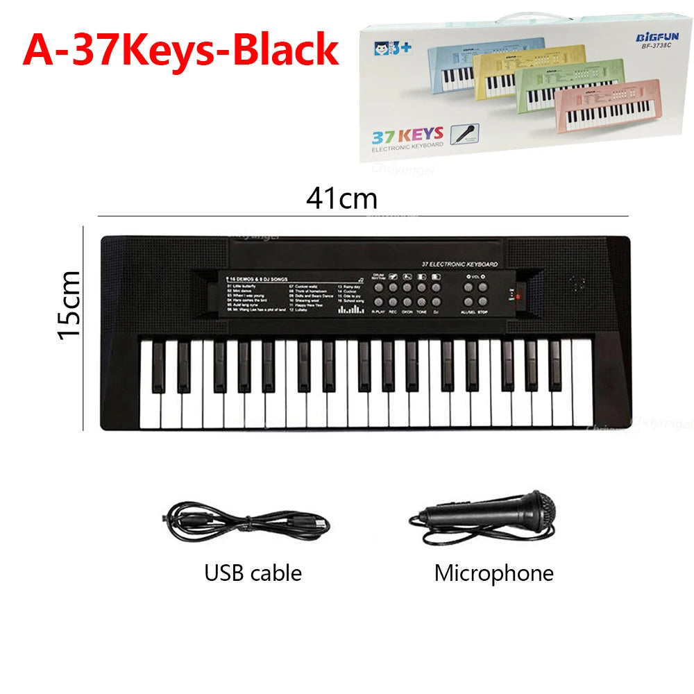 Chriyungel 37 Keys Kids Keyboard With Microphone Educational Toy For Children Ages 3 To 6