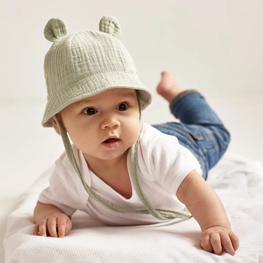 Muslin Baby Summer Hat Newborn Cap Cotton Baby Sun Hats For Girls Boys Infant Bucket Hat For Toddler Accessories 3-12M
