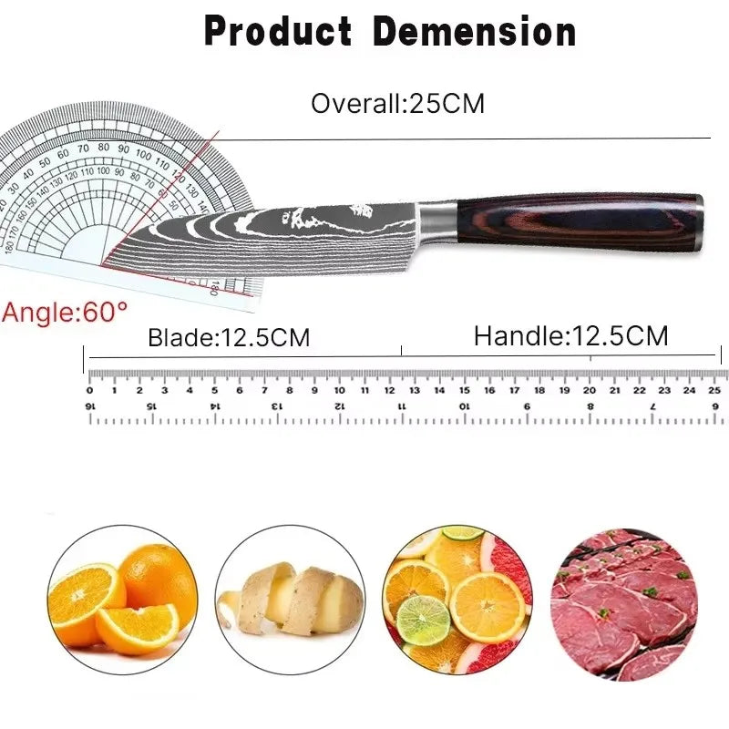 Cuchillos de cocina Cuchillo de carnicero para carne, fruta, pescado Cuchillo para deshuesar de acero inoxidable Cuchillo de carnicero de Damasco con láser Herramienta de chef