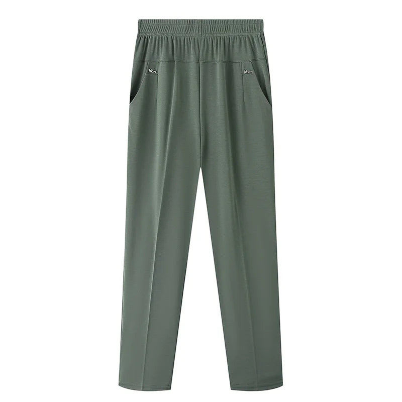 Middle Aged Women'S'S Pants 2026 New Summer Thin High Waiste Elastic Loose Straight Pants Female Casual Trousers 5Xl 6Xl 7Xl 8Xl