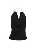 Weird Puss Metal Snake Halter Camisole Women Swing Collar Elegant Backless Summer Trend Beach Vacation Party Clubwear Tank Tops