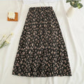 Women's Korean Style Floral Chiffon Midi Skirt – High Waist Loose A-Line Summer Skirt