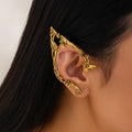 Purui Popular Gold Color Elf Flower Leaf Ear Clip Cute Jewelry Accessory Fairy Piercing Earrings Wedding Girls Jewelry Gifts New