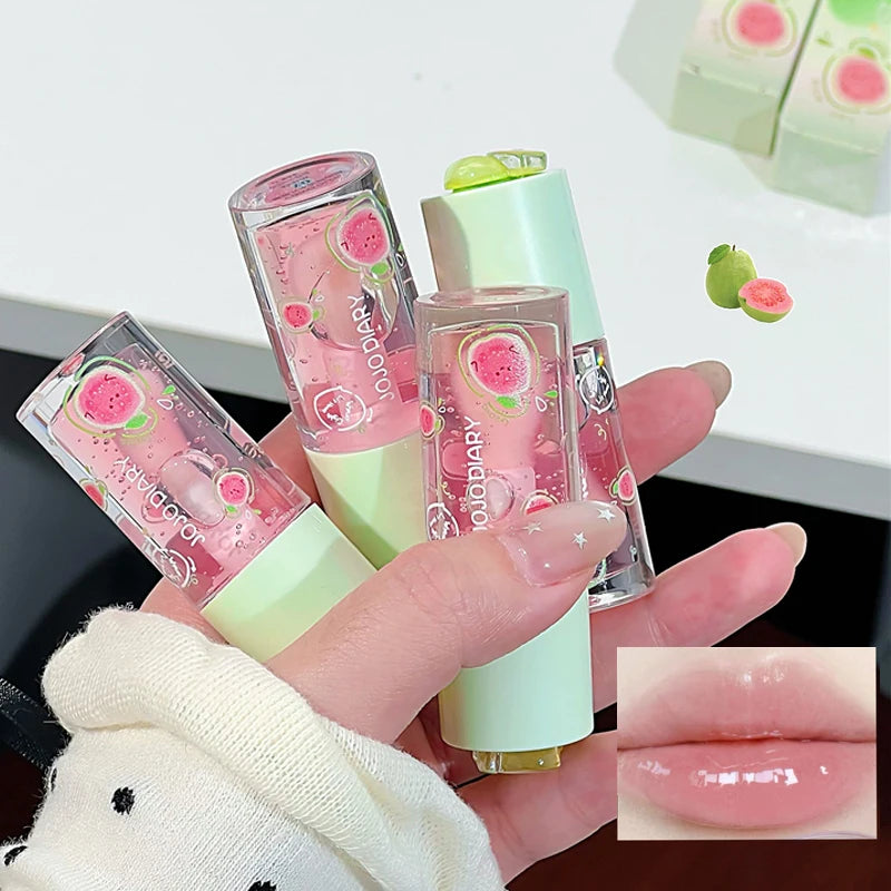 Guava Peach Lip Oil Plump Moisturizing Non-sticky Hydrating Lip Gloss Long-lasting Clear Liquid Lip Balm Make Up Korean Beauty