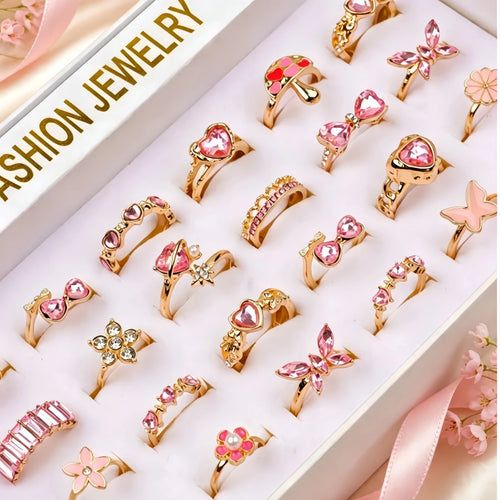 10-Piece Rhinestone Ring Set for Women - Butterfly Heart Adjustable