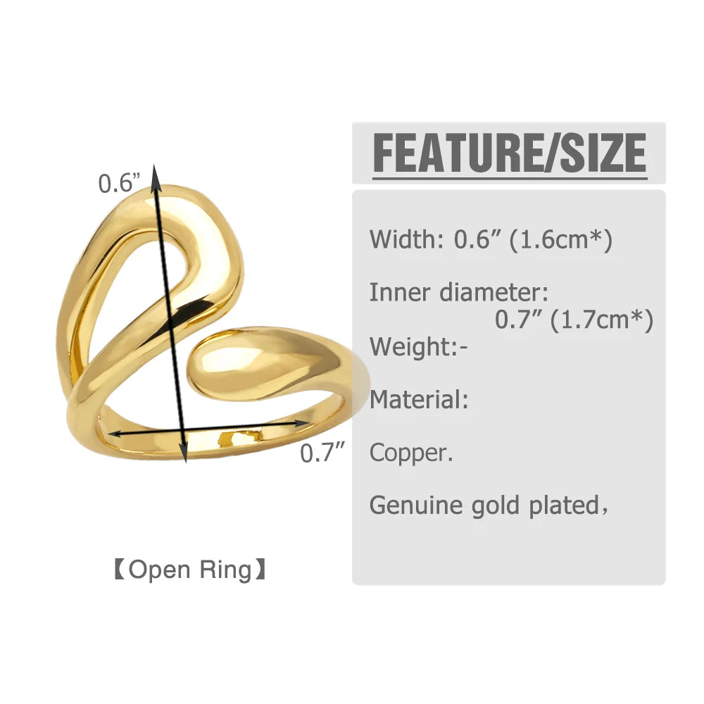 Clearance Trendy Brass Polish Gold/Silver Color Rings For Women'S Copper Gold Plated Adjustable Open Ring Jewelry Righ93