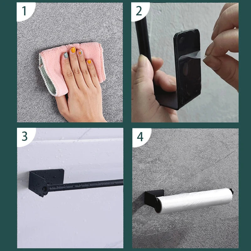 Toallero de cocina de acero inoxidable, soporte para papel de cocina, organizador debajo del fregadero, estante de almacenamiento alargado, accesorios para fregadero SNJ007