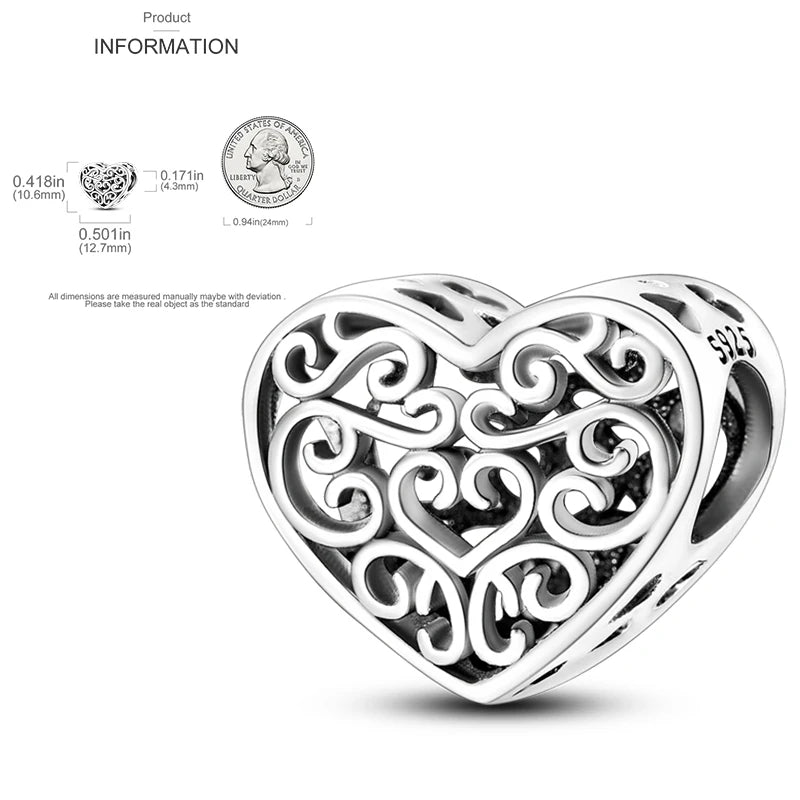 925 Sterling Silver Heart Infinity Charm Bead For Pandora Style Bracelets Gift For Her