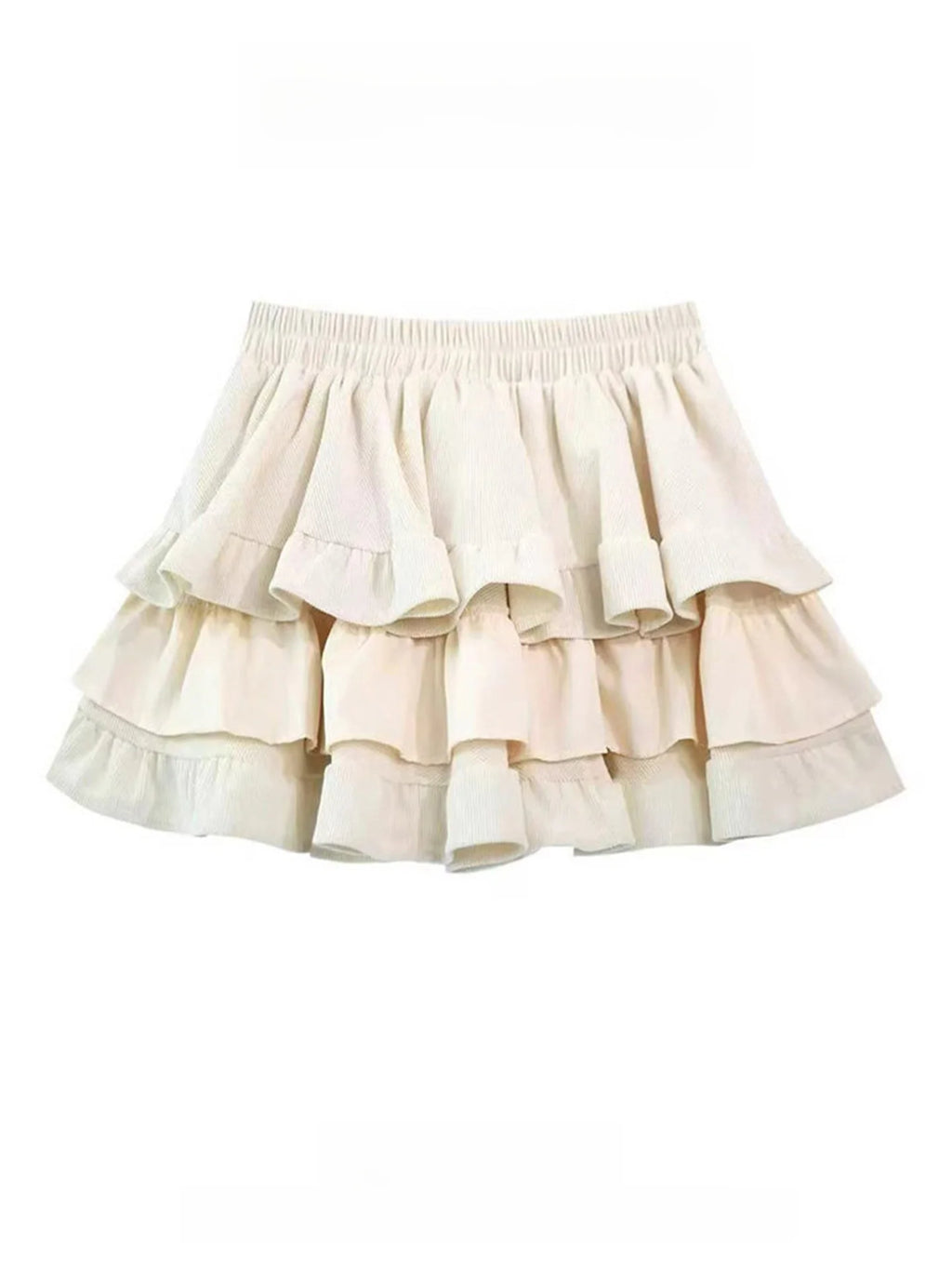 Ballet Style Light Beige Corduroy Puffy Skirt Women Spring Spicy Loose Waist Half Skirt Anti-Light Short Skirt
