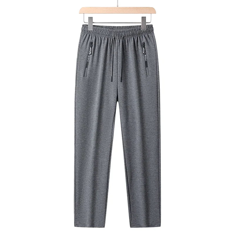 Summer Big Size Men'S Pant Drawstring Stretch Sport Jogger Trouser Male Plus Large Fit Zip Pocket 4Xl 5Xl 6Xl 7Xl 8Xl Grey Black