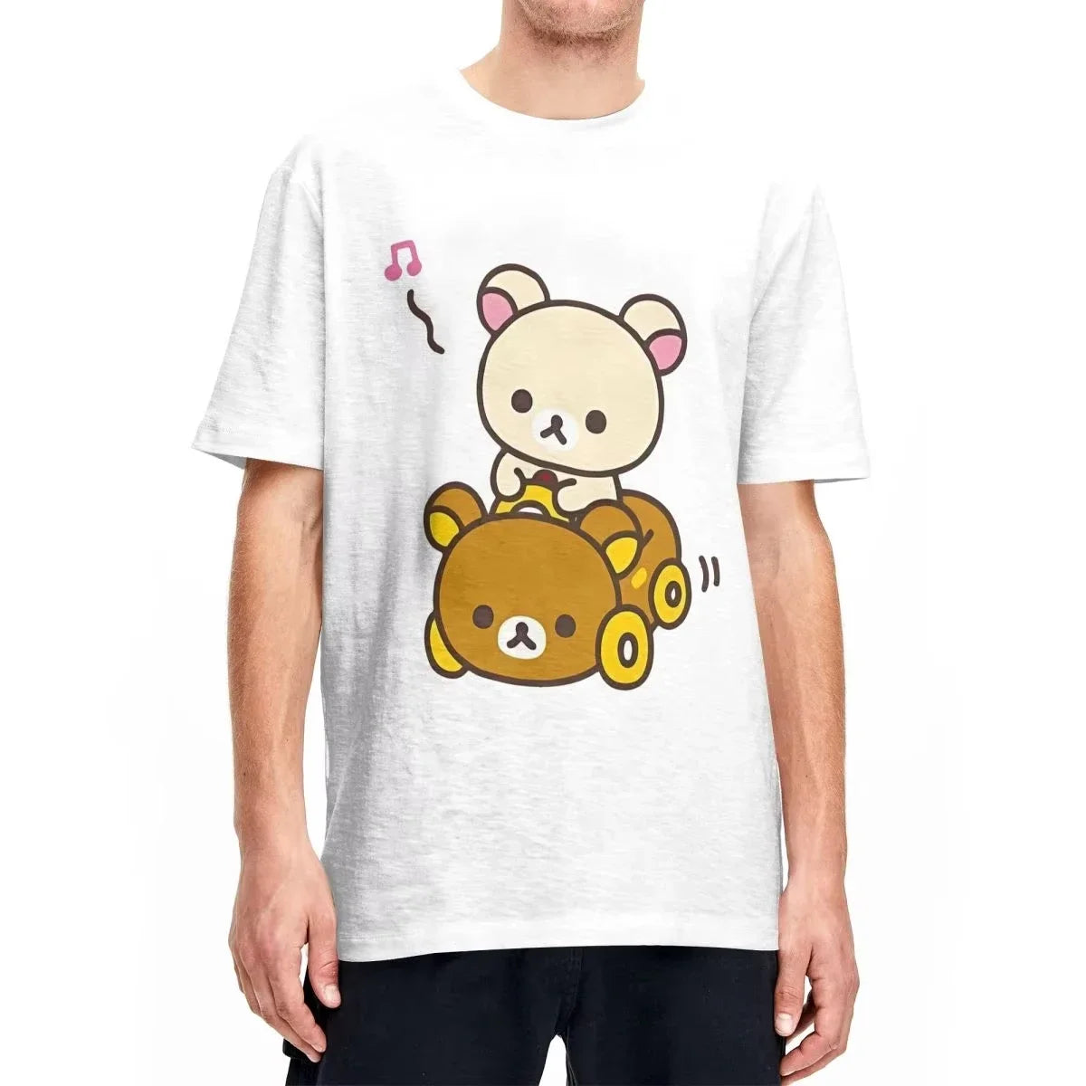 2026 NEW Car Drive Rilakkuma T-Shirt for Men Women Hipster Cotton Tee Shirt O Neck Short Sleeve T Shirt Plus Size Clothing