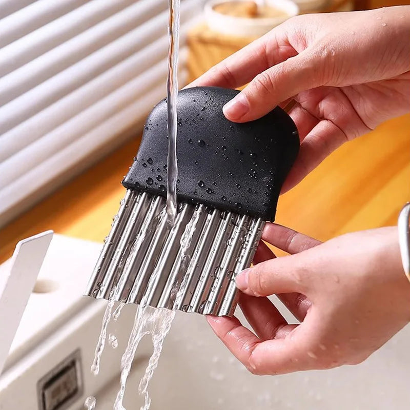 Cortador Ondulado de Patatas Fritas de Acero Inoxidable para Masa, Verduras, Frutas, Cuchillo de Cocina, Picador, Herramientas para Hacer Patatas Fritas, Gadget