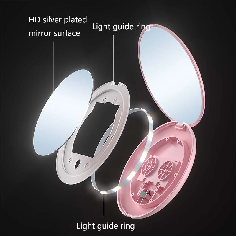 2-Face Portable LED Makeup Mirror, 2X/10X Magnifying, Foldable