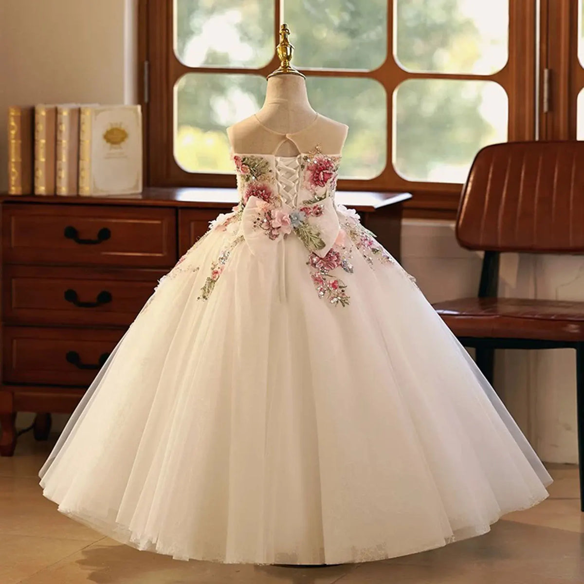 Dreamy Vow J292B Flower Baby Girl Elegant Princess Dress Beaded White Party Birthday Gowns