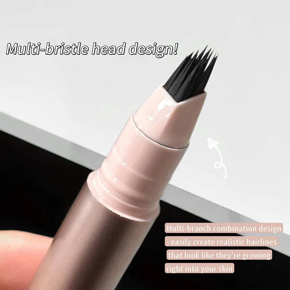 Natural Hair-Like Stroke Liquid Eyebrow & Hairline Pen Multi Forks Outline Wild Eyebrow Easy To Wear Waterproof Makeup Pen