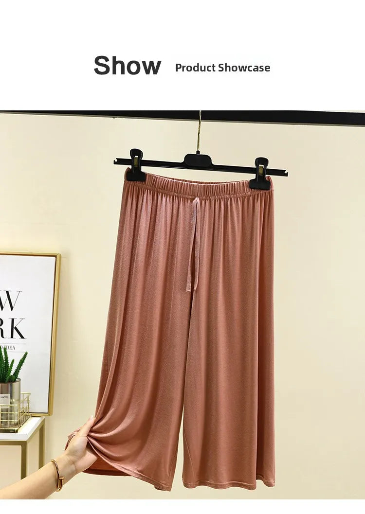 Women's Modal Wide-Leg Pants - High-Waisted Casual Summer Lounge