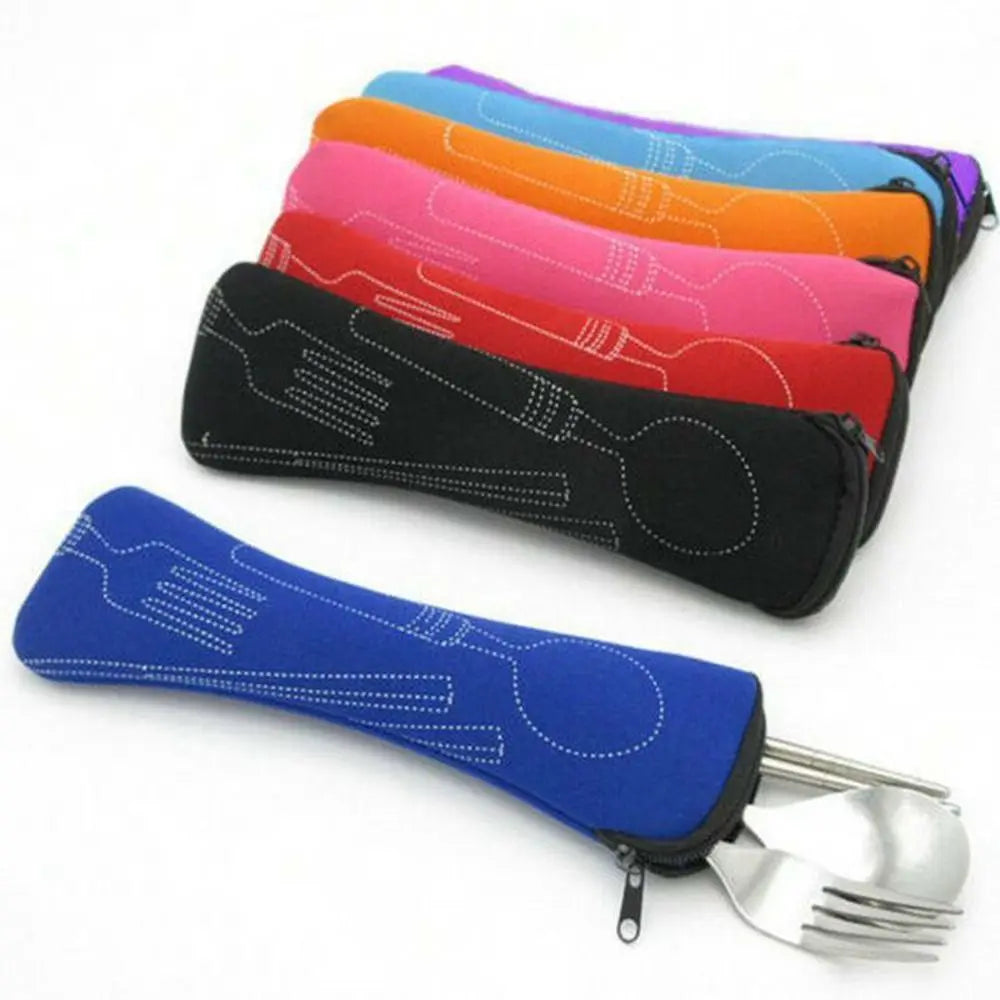 Bolsa de vajilla para viaje, bolsa de vajilla portátil para picnic sin vajilla, estuche de cubiertos, bolsas para picnic, caja de almacenamiento de tenedores y cucharas