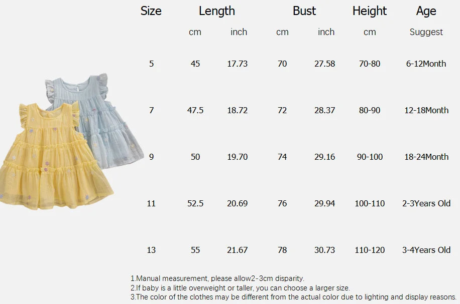 Korean Style Trend Sweet Flowers Embroidery Birthday Party Baby Girl Dress Summer Thin Short Sleeves Crew Neck Toddler Dress