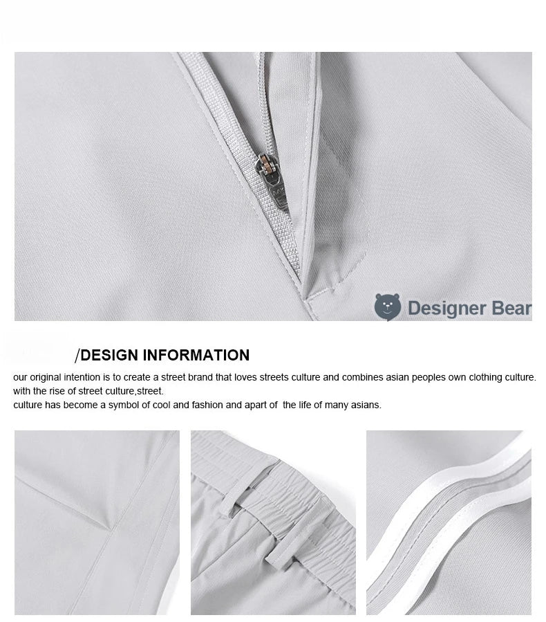Brand Clothing Spring Summer Thin Men's Casual Straight Trousers Elastic Waist Outdoor Business Solid Color Long Pants Male