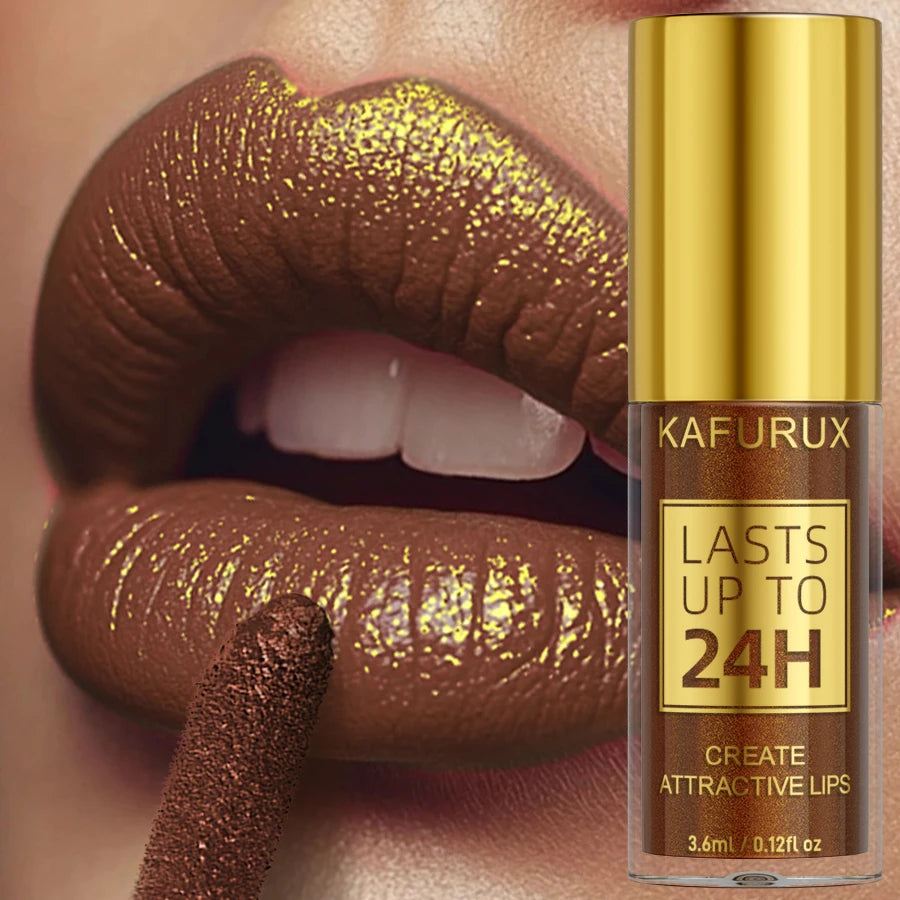 Kafurux Glitter Metallic Lip Gloss - Waterproof Long-Lasting Lip Tint