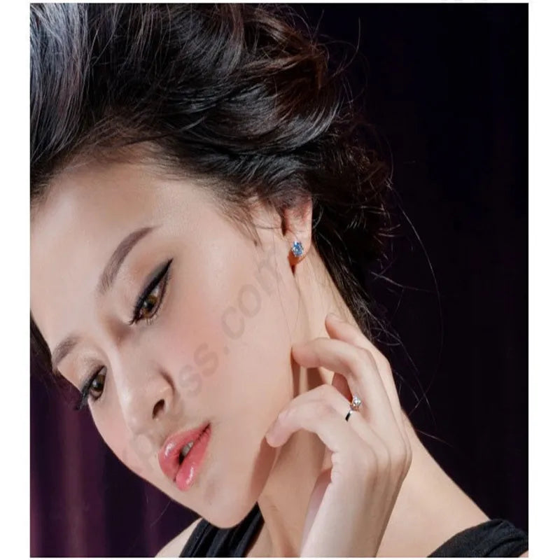 Elegant Classic Real 925 Sterling Silver Finger Rings Jewelry Crystal Cubic Zircons 6 Claws Women'S Wedding Anillos